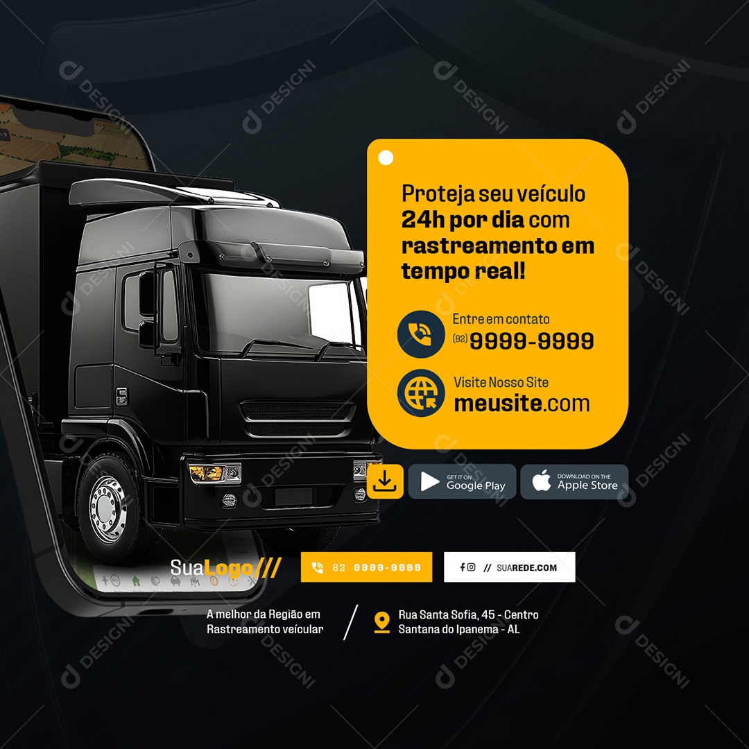 Rastreamento Veícular Proteja seu Veículo Social Media PSD Editável