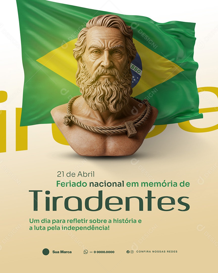 21 de Abril Feriado Nacional Em Memória de Tiradentes Social Media PSD Editável