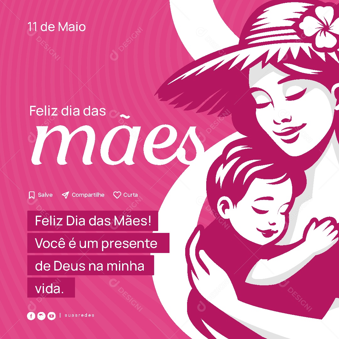 Feliz Dia Das Mães 11 de Maio Social Media Vetor EPS