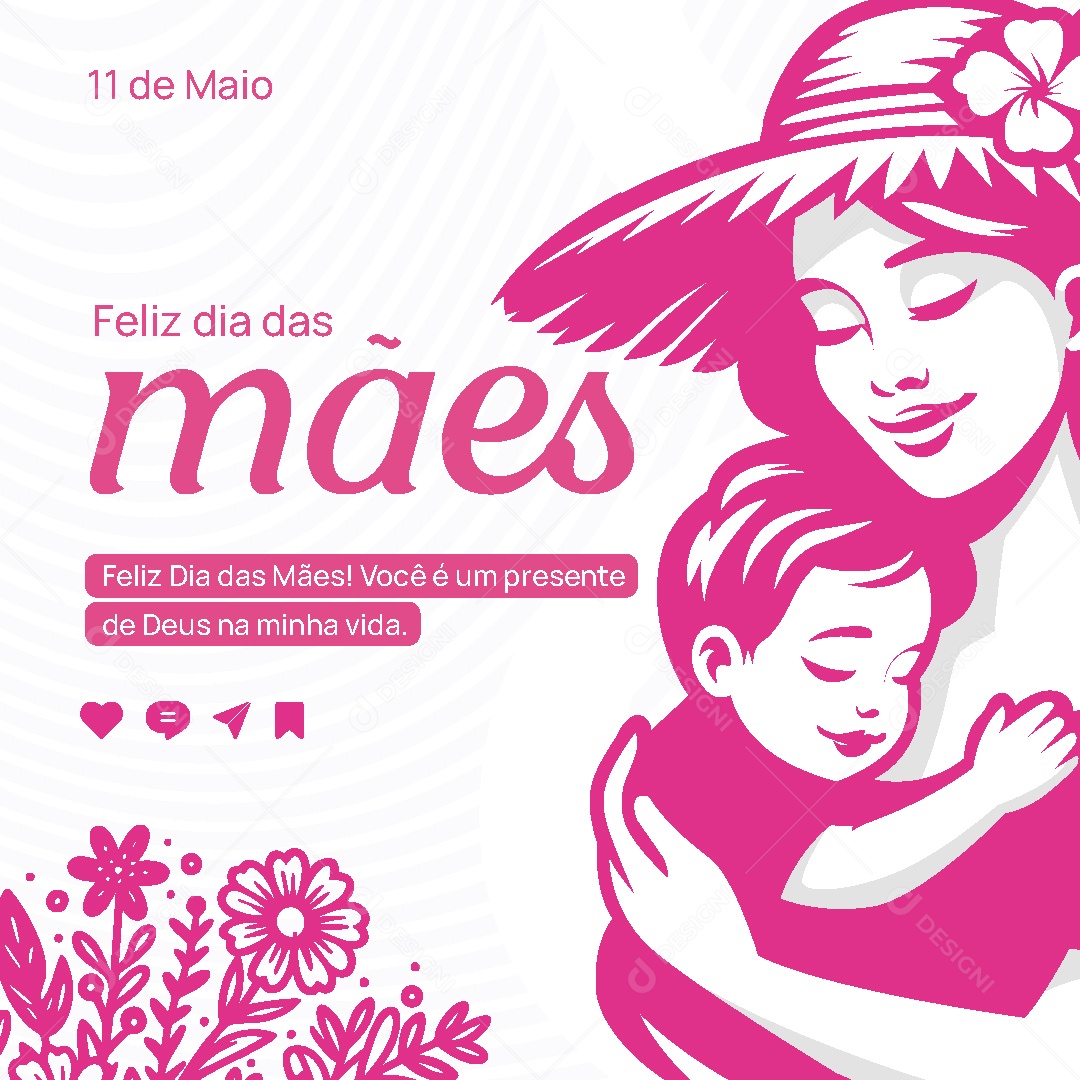 Feliz Dia Das Mães 11 de Maio Social Media Vetor EPS