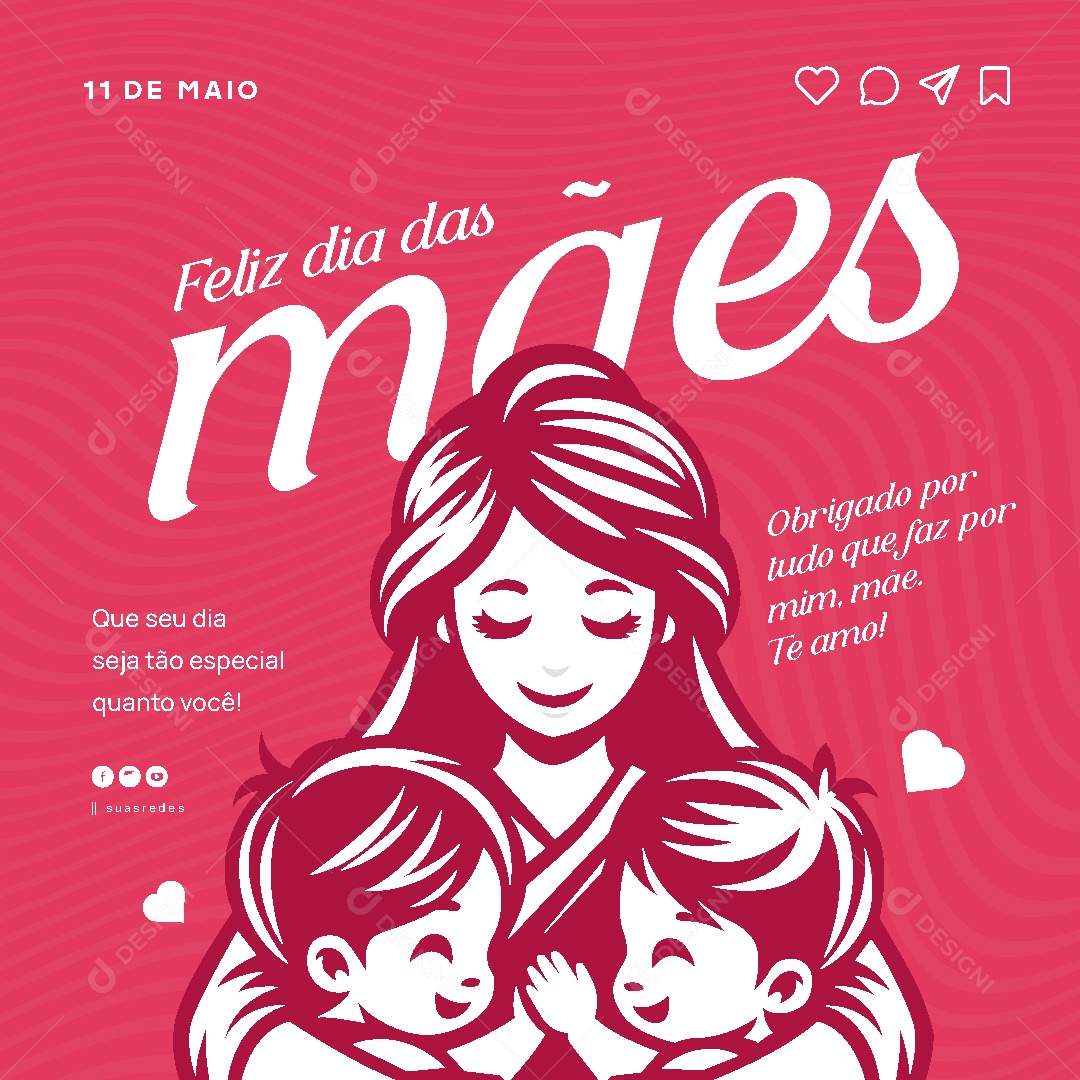 Feliz Dia Das Mães 11 de Maio Social Media Vetor EPS