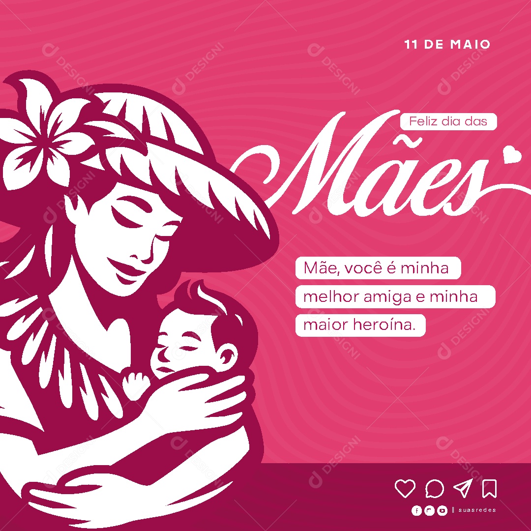 Feliz Dia Das Mães 11 de Maio Social Media Vetor EPS