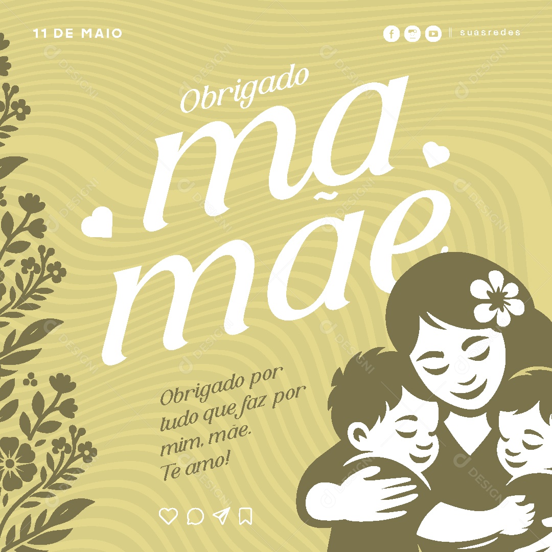 Feliz Dia Das Mães 11 de Maio Social Media Vetor EPS