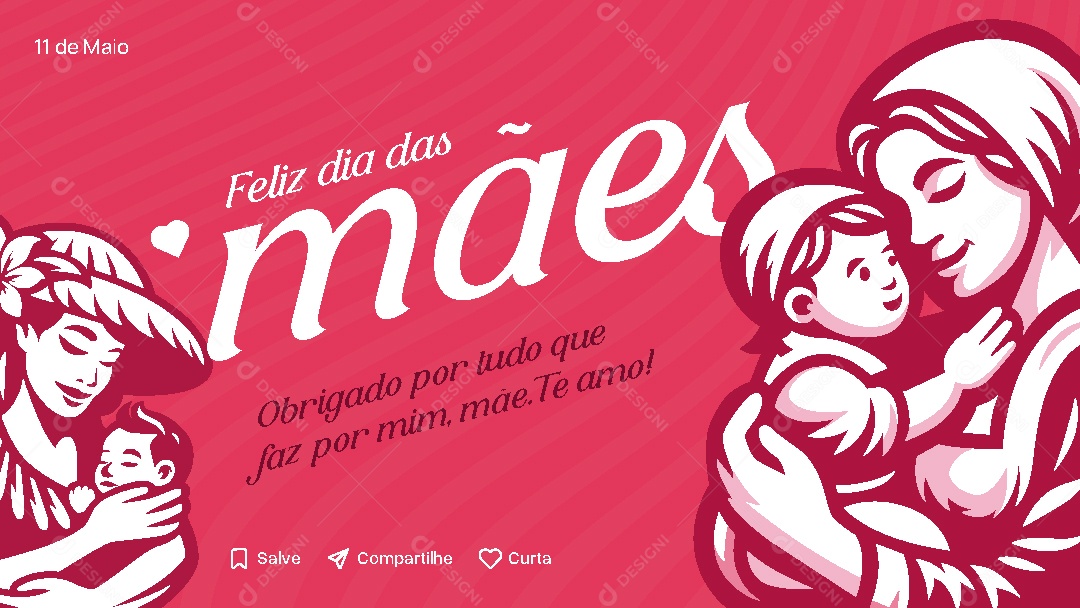 Feliz Dia Das Mães 11 de Maio Social Media Vetor EPS
