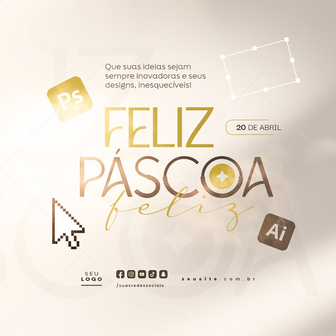 Feliz Páscoa 20 de Abril Designs Social Media PSD Editável