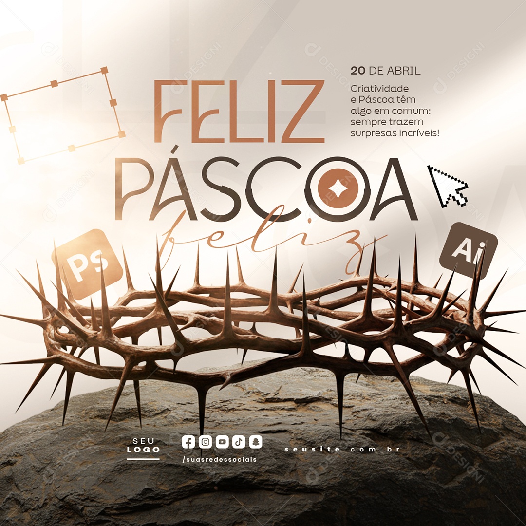 Feliz Páscoa 20 de Abril Social Media PSD Editável