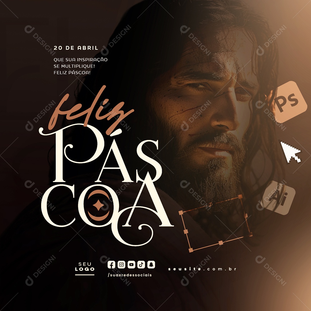 Feliz Páscoa 20 de Abril Social Media PSD Editável