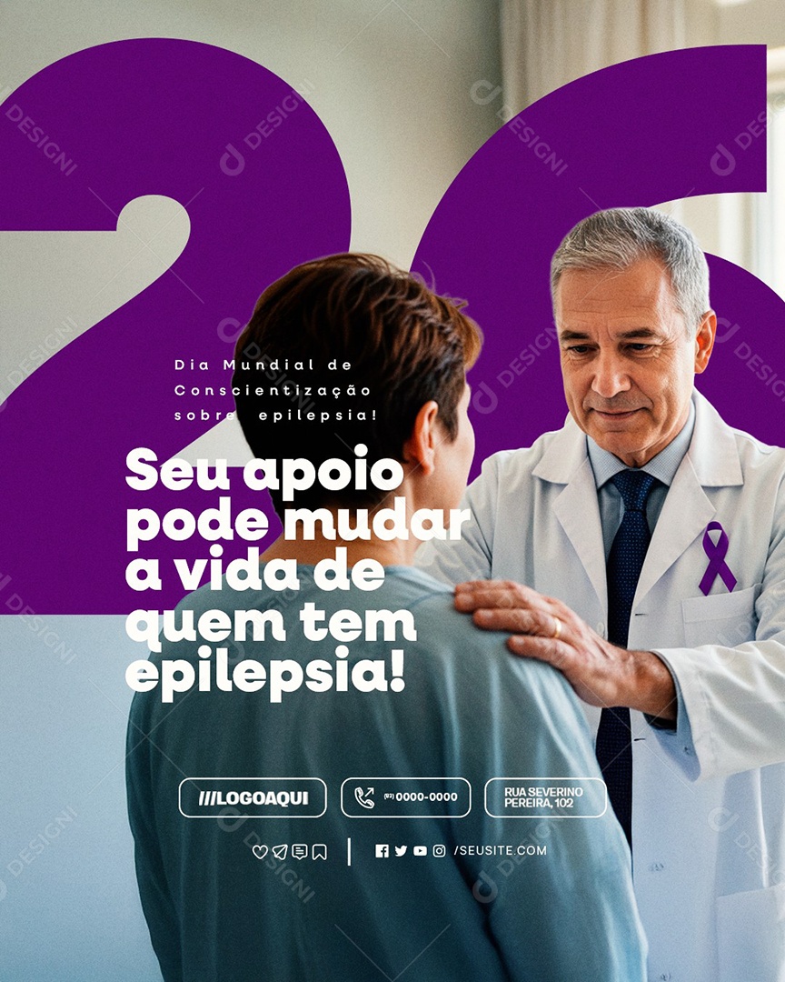 Dia Mundial de Conscientização Sobre a Epilepsia 26 de Março Seu Apoio Social Media PSD Editável