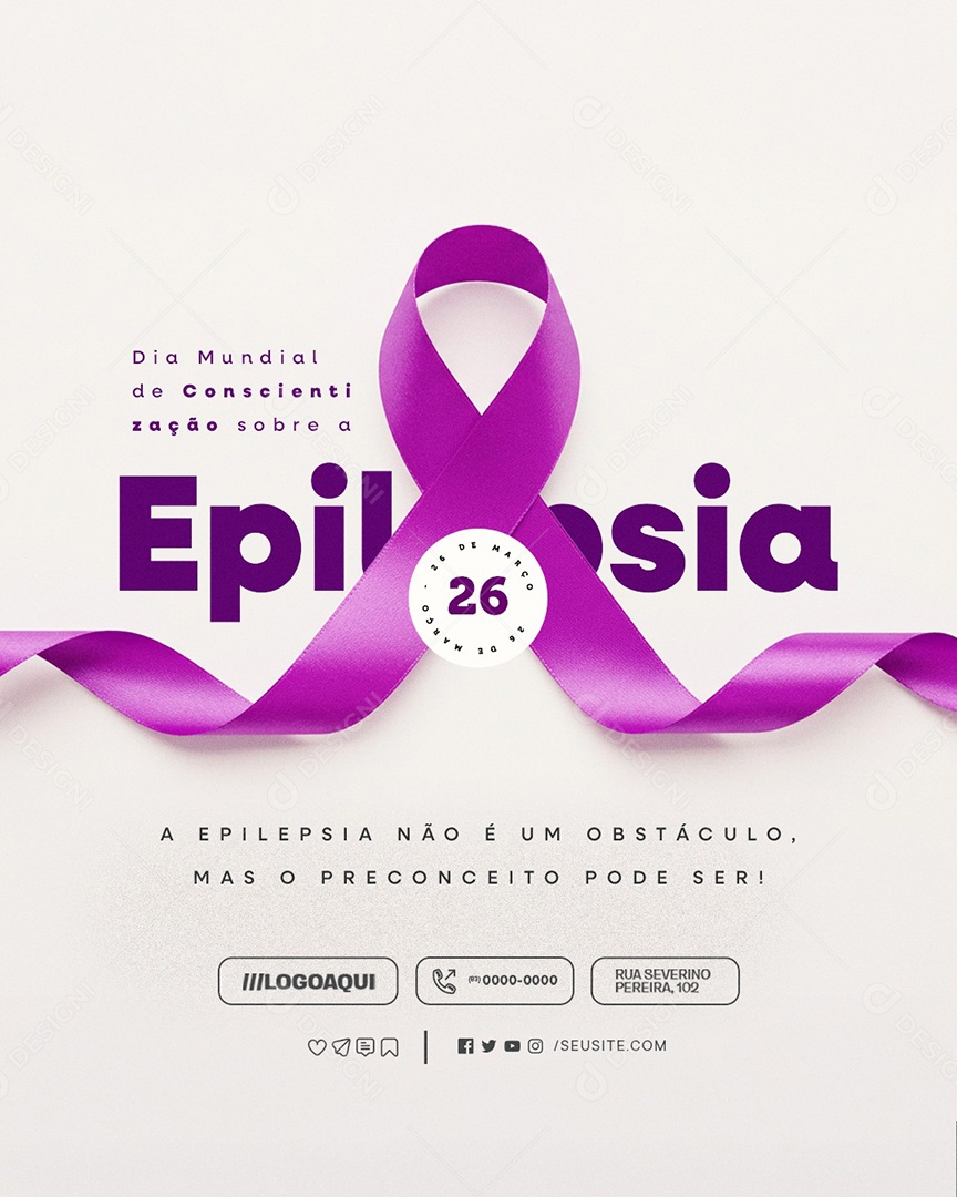 Social Media Dia Mundial de Conscientização Sobre a Epilepsia 26 de Março PSD Editável