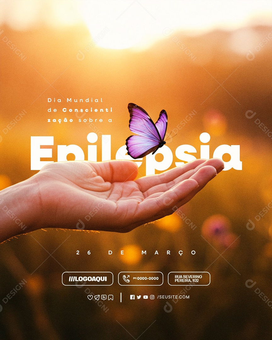 Dia Mundial de Conscientização Sobre a Epilepsia 26 de Março Social Media PSD Editável