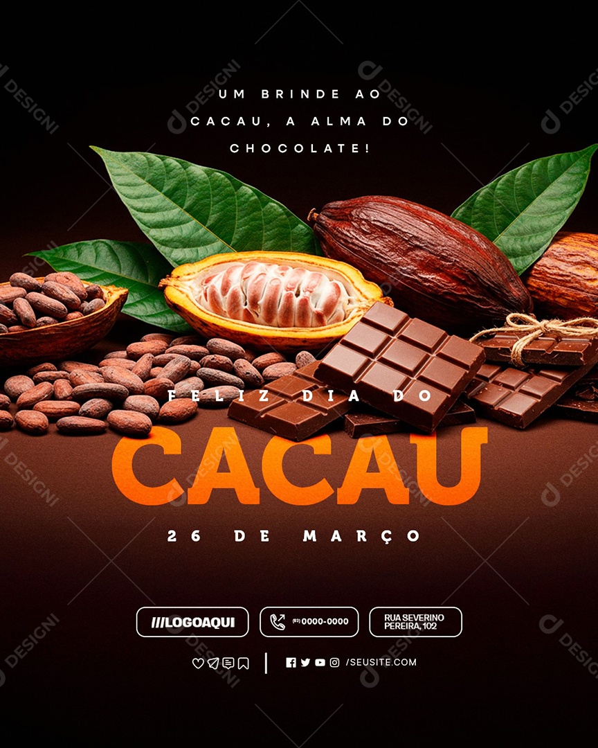 Dia do Cacau 26 de Março Social Media PSD Editável