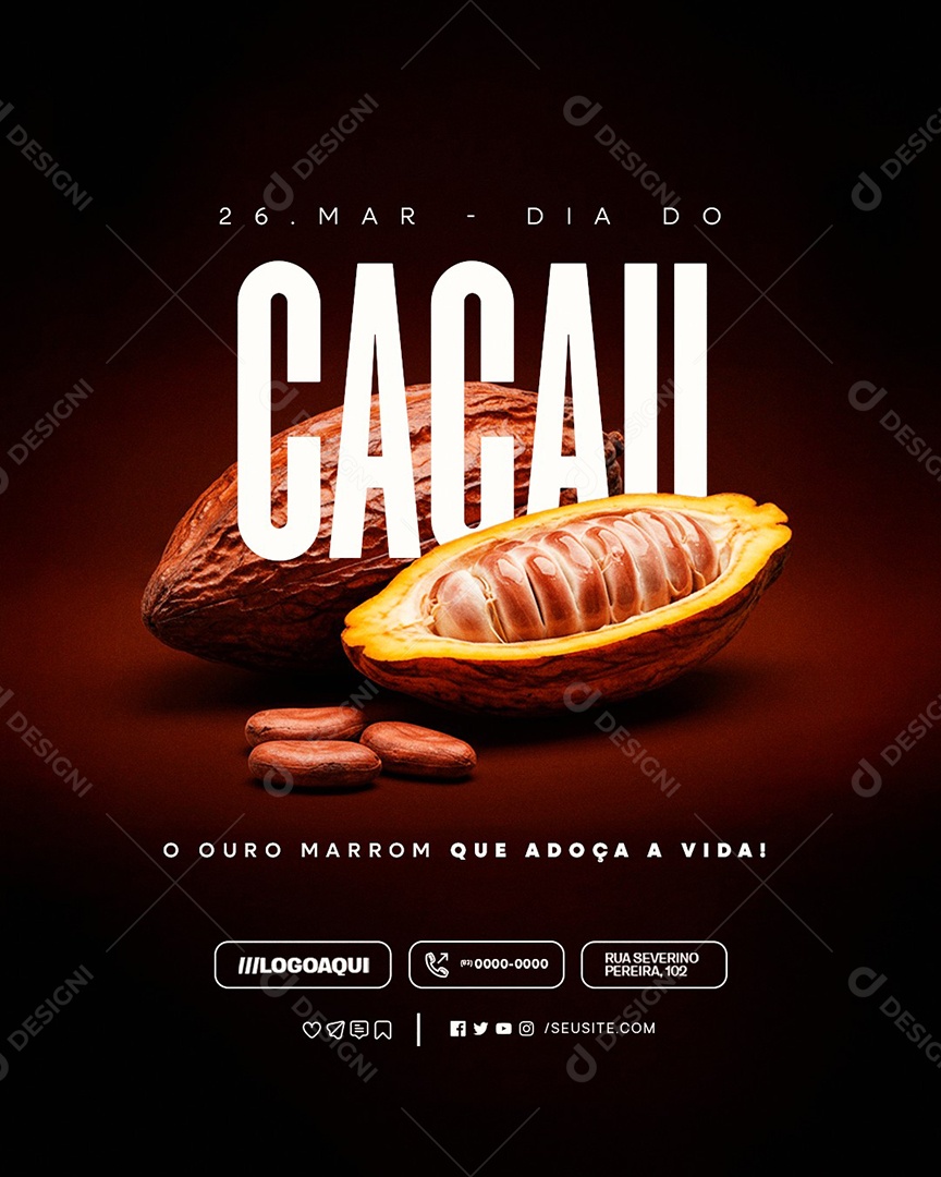 Dia do Cacau 26 de Março o Ouro Marrom Que Adoça a Vida Social Media PSD Editável