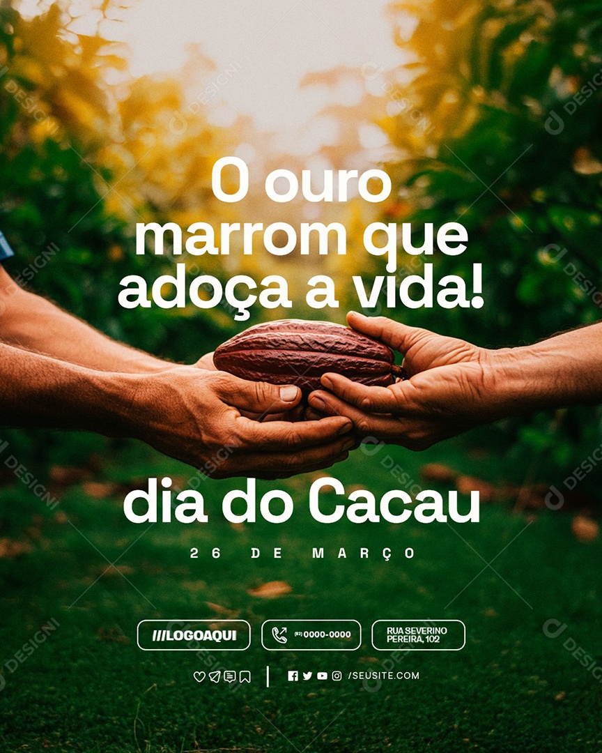 Dia do Cacau 26 de Março o Ouro Marrom Social Media PSD Editável