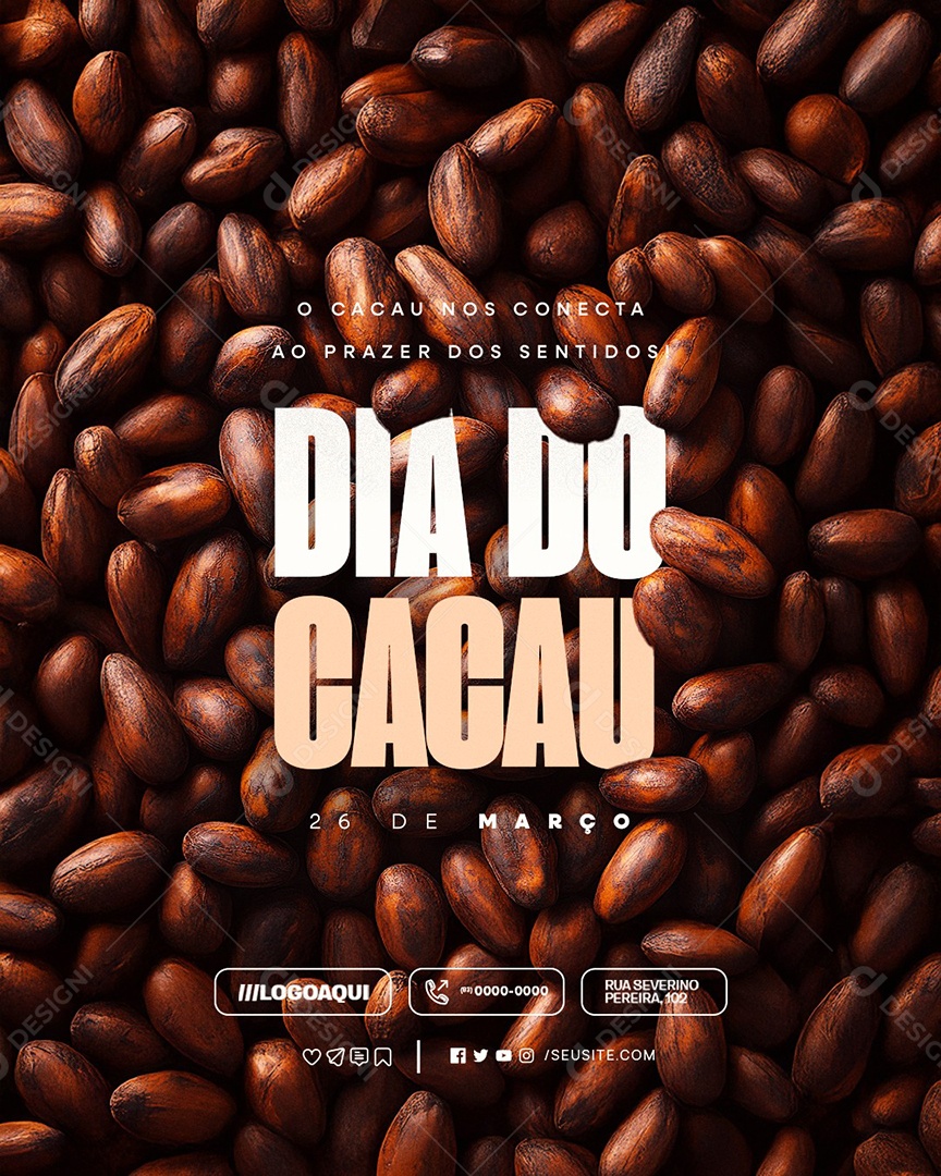 Dia do Cacau 26 de Março Social Media PSD Editável