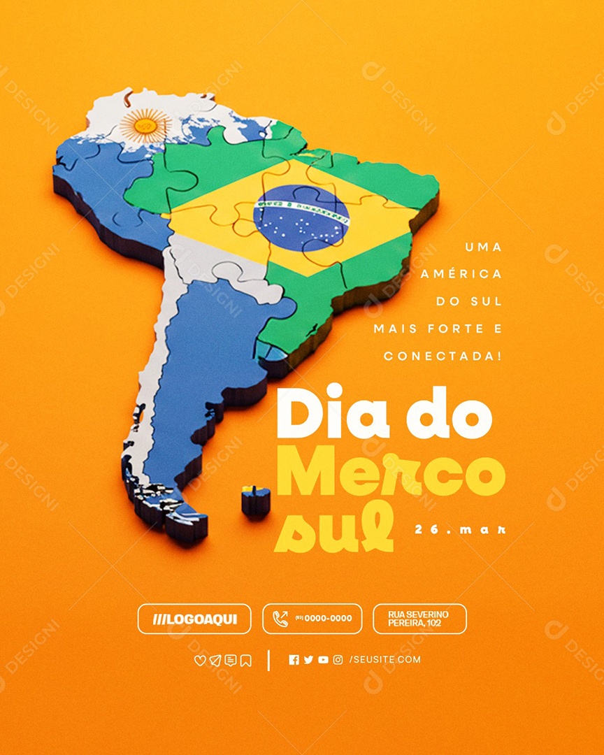 Dia do Mercosul 25 de Março Social Media PSD Editável