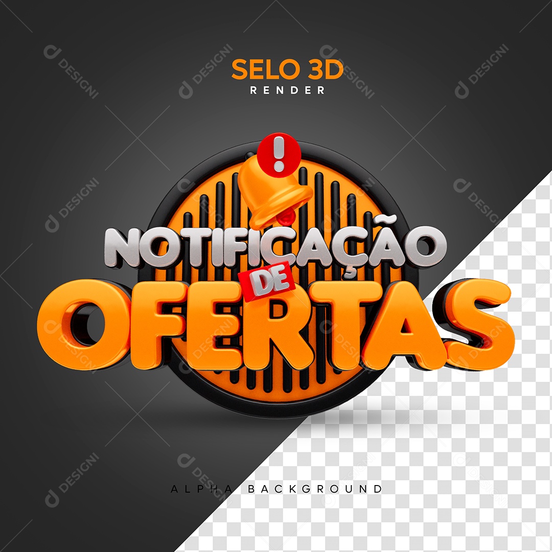 Selo 3D Notificação de Ofertas para Composição PSD