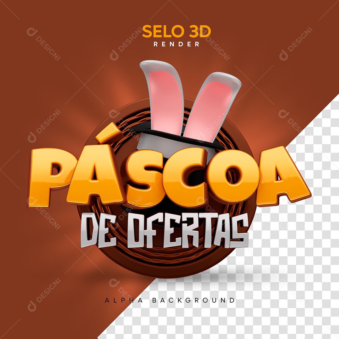 Selo 3D Páscoa de Ofertas para Composição PSD