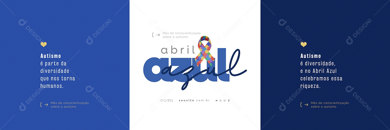 Carrossel Abril Azul Mês de Conscientização Sobre o Autismo Social Media PSD Editável