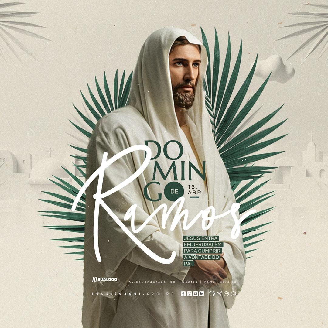Domingo de Ramos 13 de Abril Social Media PSD Editável