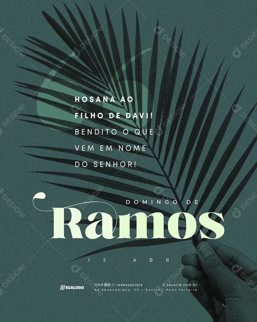 Domingo de Ramos 13 de Abril Hosana ao Filho de Davi Social Media PSD Editável