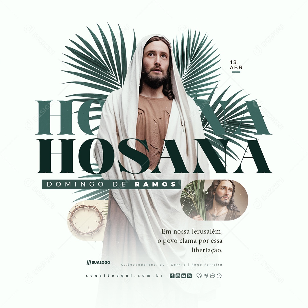 Domingo de Ramos 13 de Abril Social Media PSD Editável