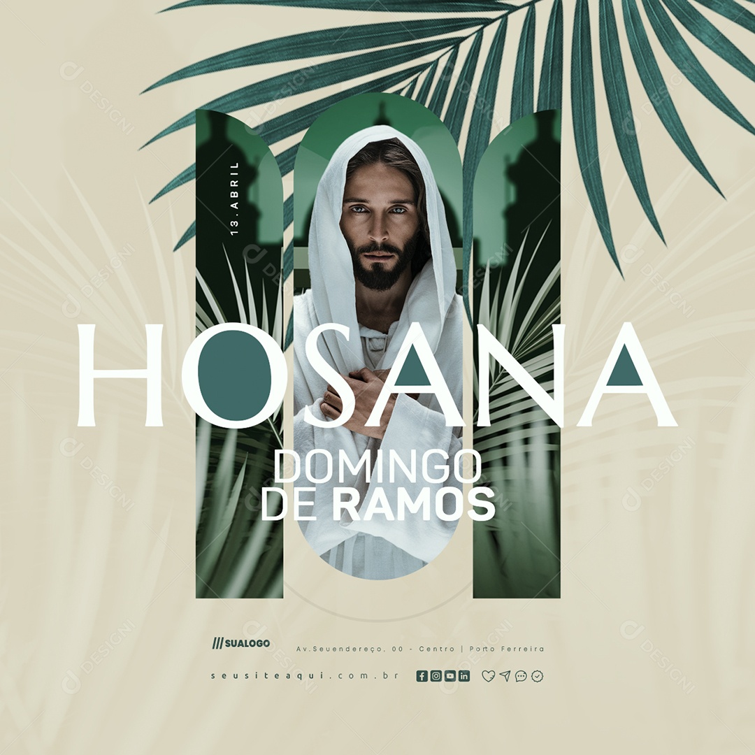 Domingo de Ramos 13 de Abril Hosana Social Media PSD Editável