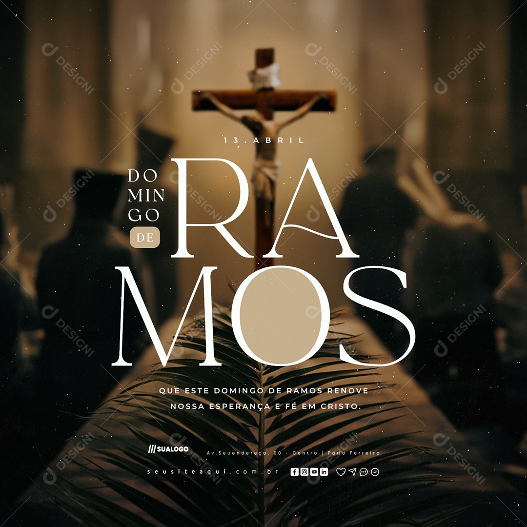 Domingo de Ramos 13 de Abril Social Media PSD Editável
