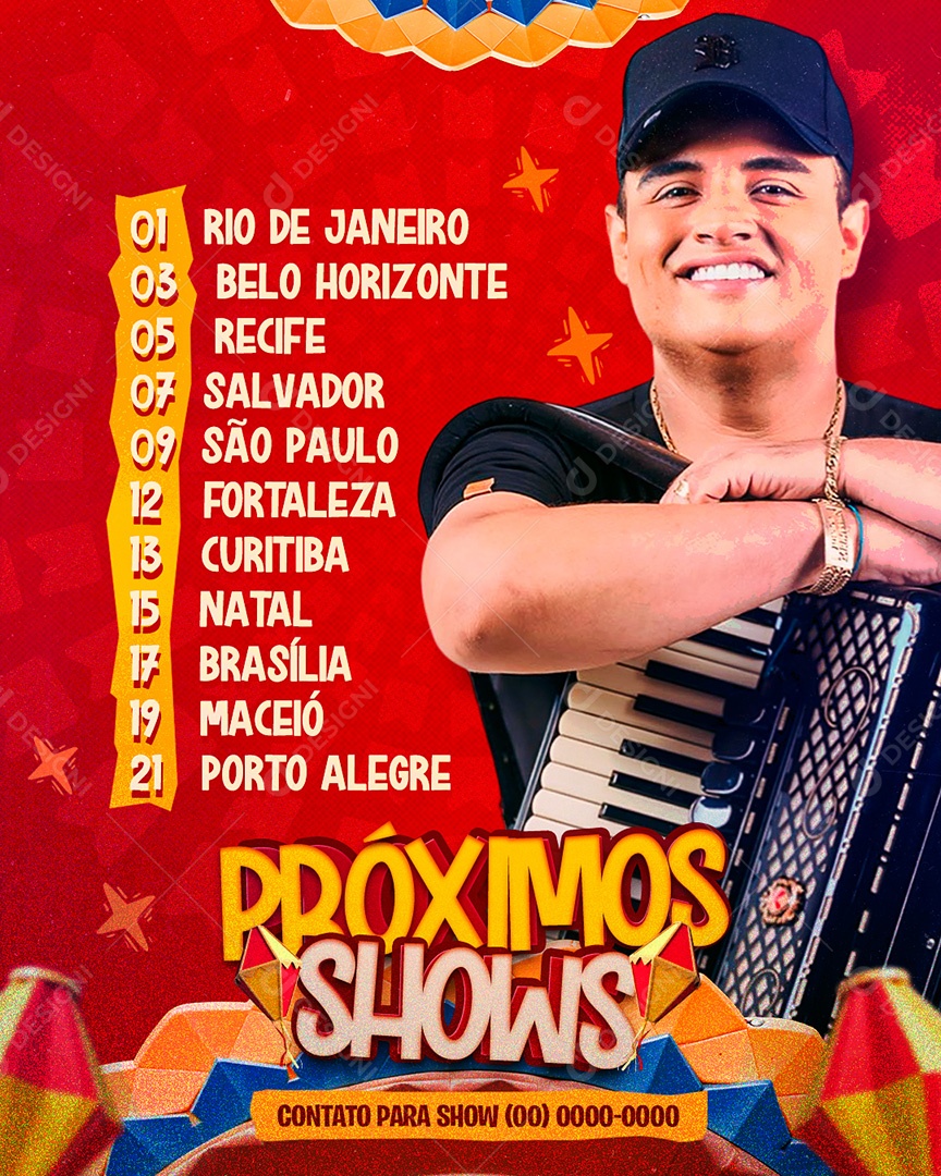 Flyer São João Próximos Shows Social Media PSD Editável