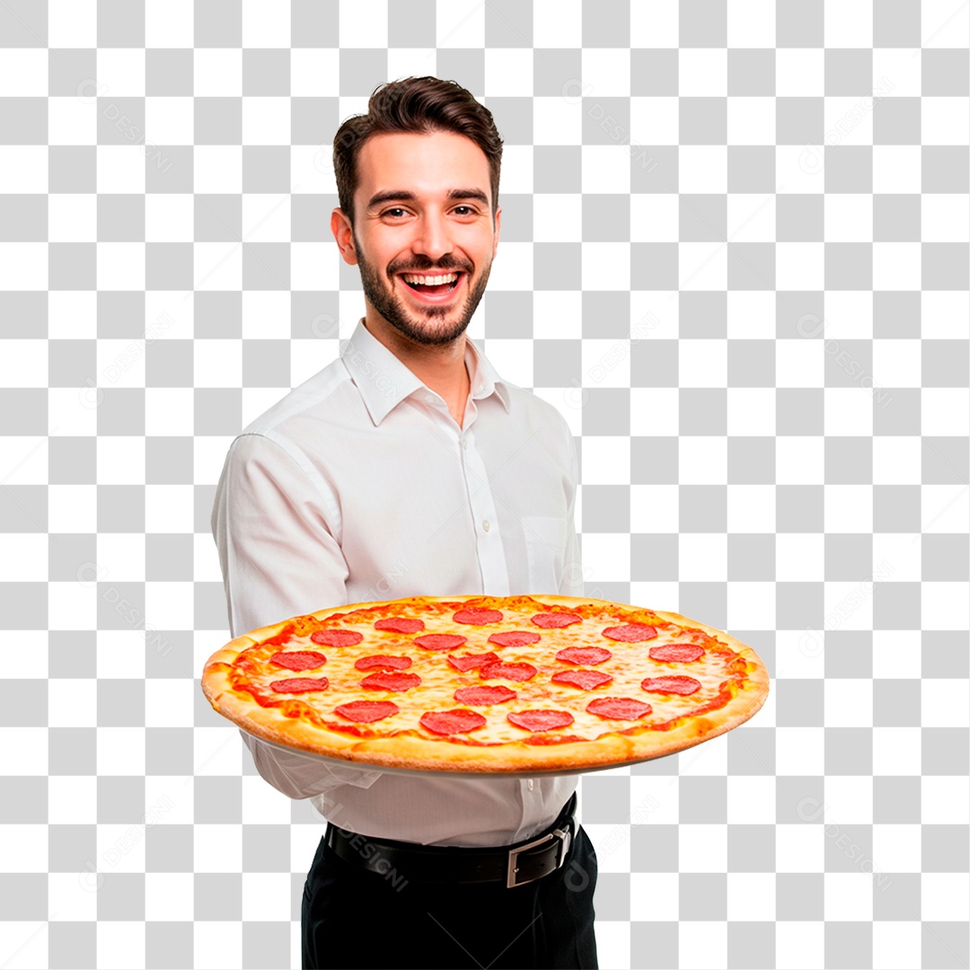 Garçom com Bandeja PNG Transparente