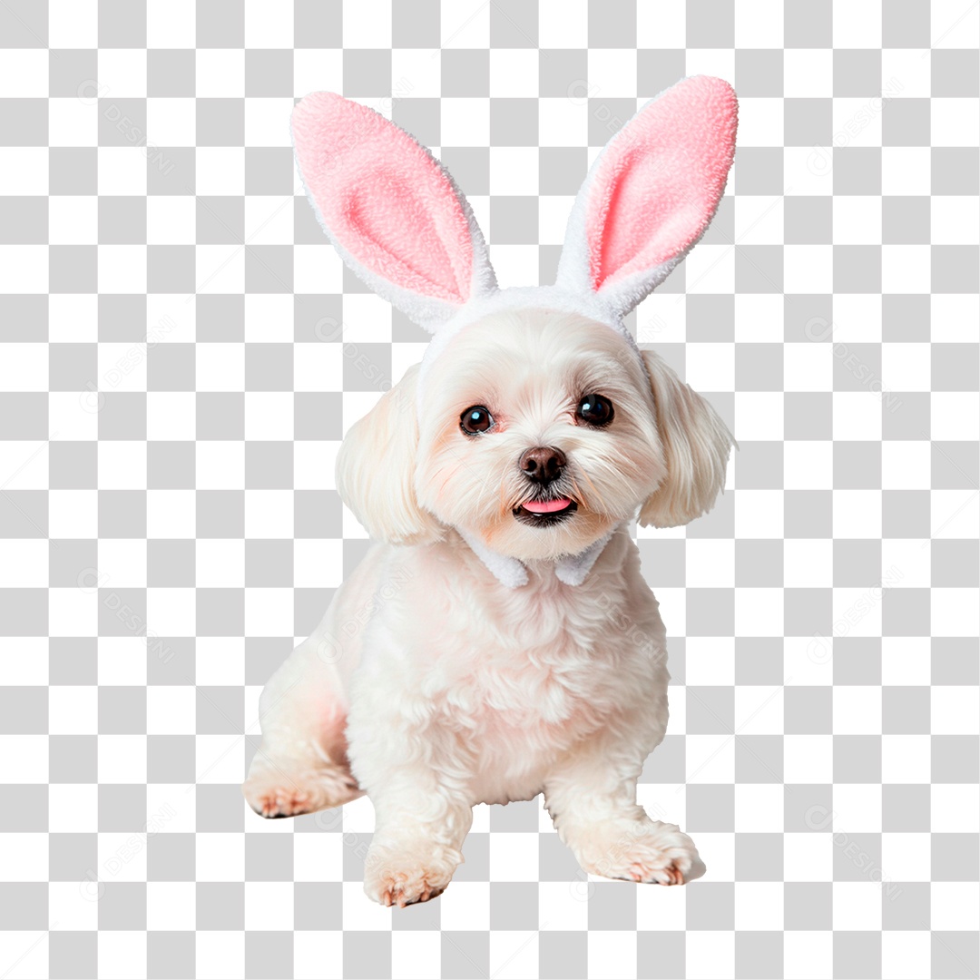 Cachorro com Orelha de Coelho PNG Transparente
