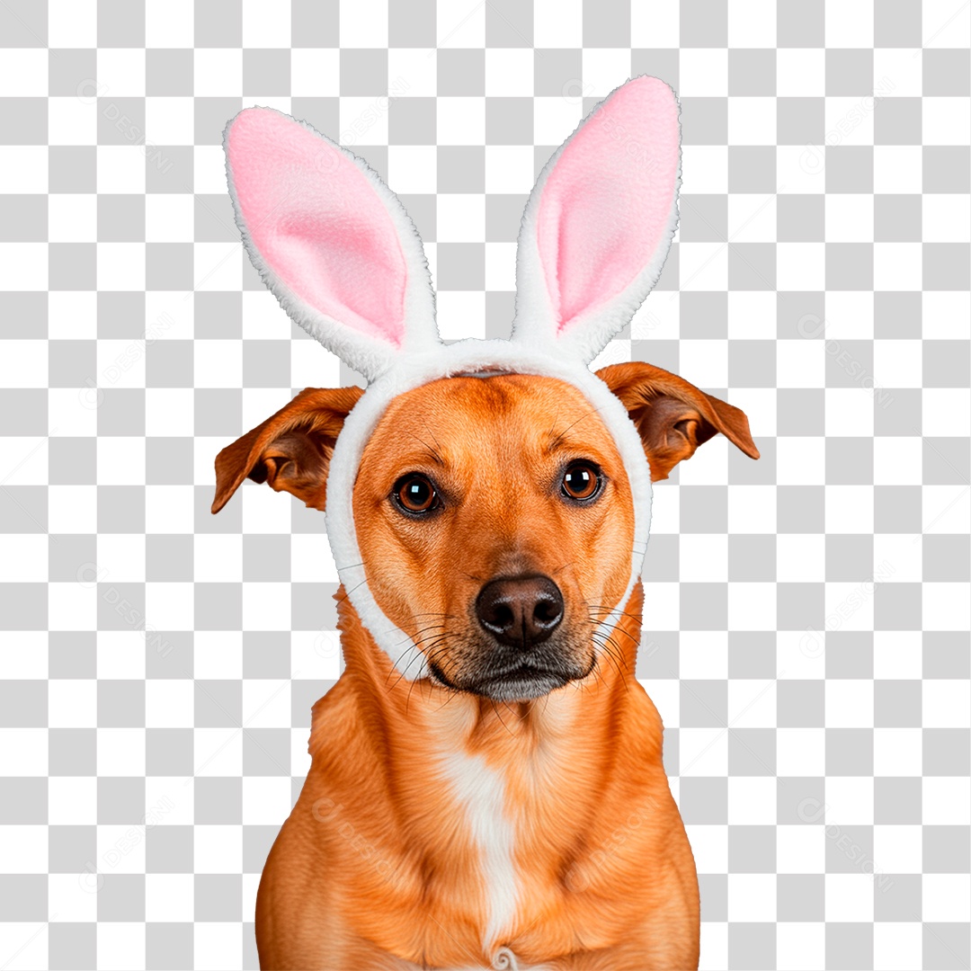 Cachorro com Orelha de Coelho PNG Transparente