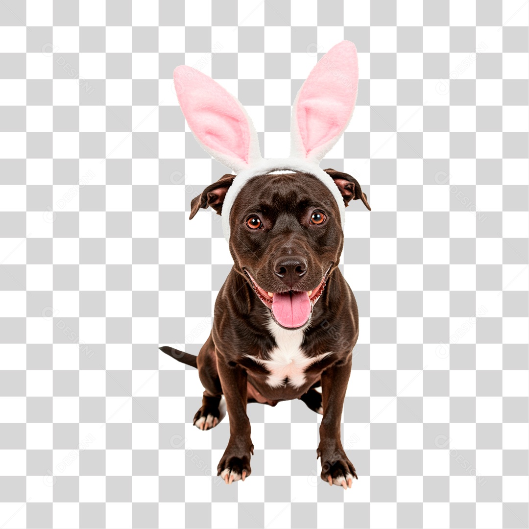 Cachorro com Orelha de Coelho PNG Transparente