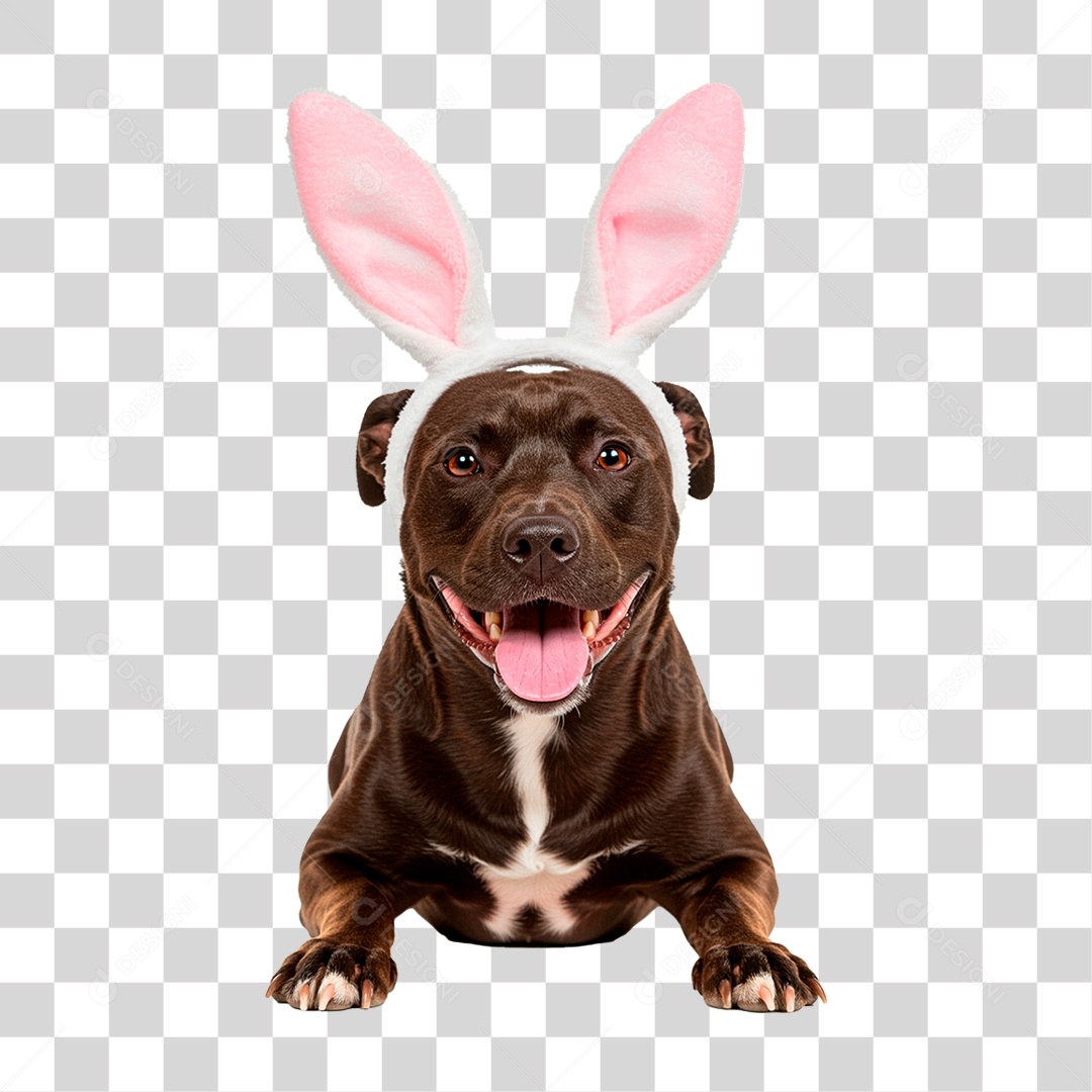 Cachorro com Orelha de Coelho PNG Transparente