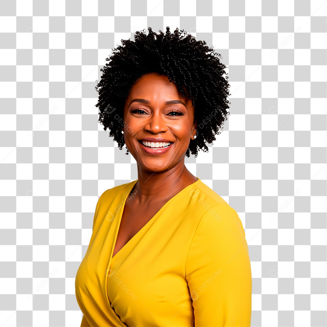 Mulher Negra Sorrindo PNG Transparente