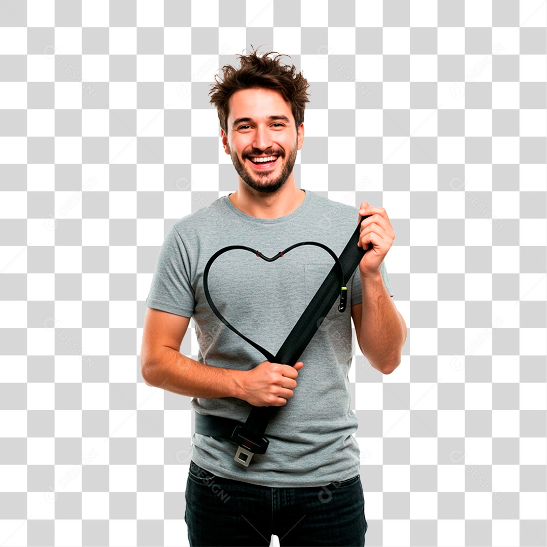 Homem com Cinto de Segurança PNG Transparente