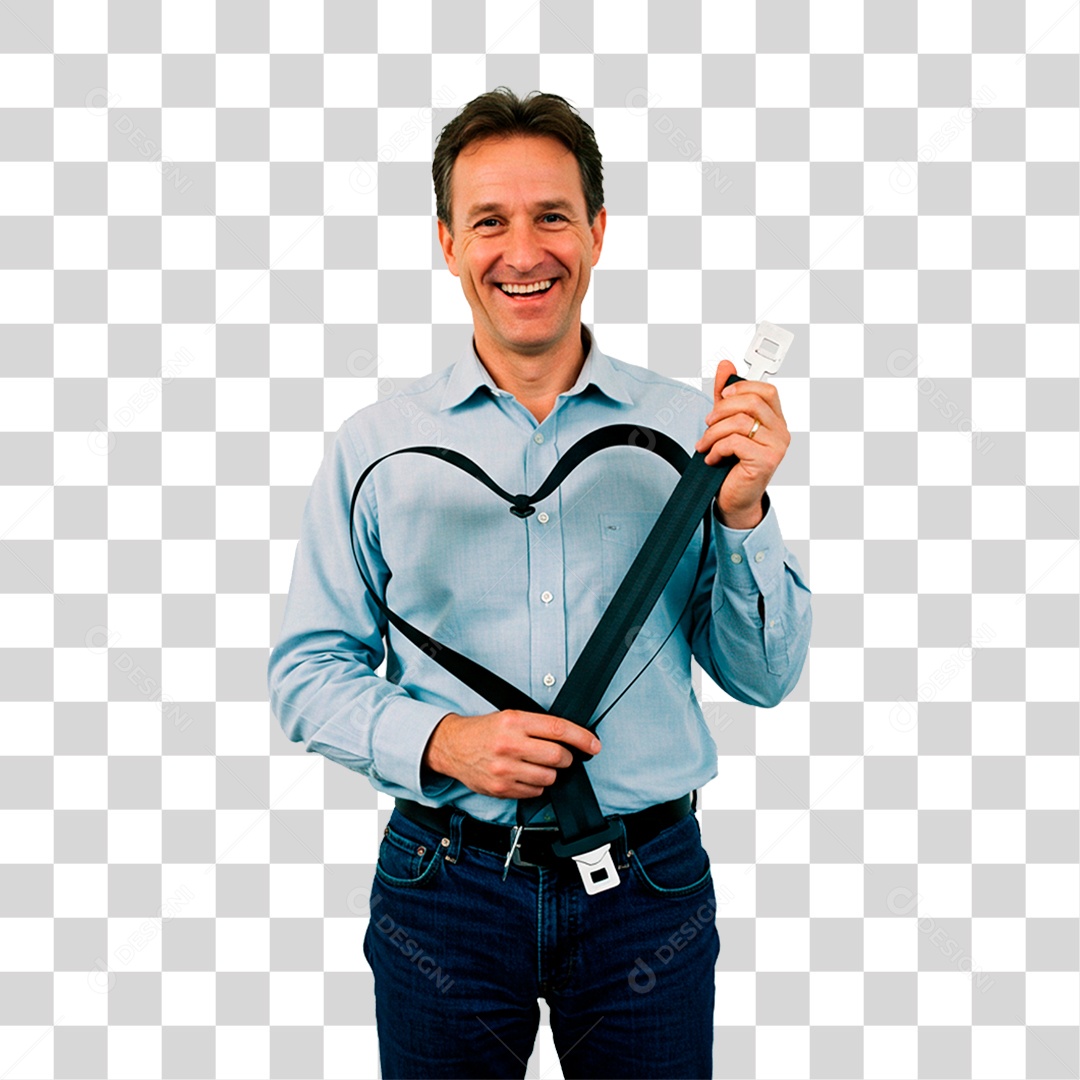 Homem com Cinto de Segurança PNG Transparente