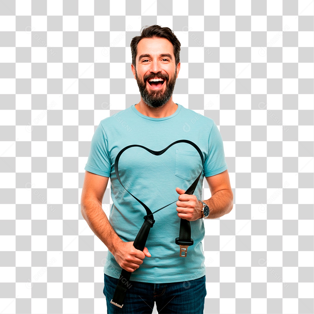 Homem com Cinto de Segurança PNG Transparente