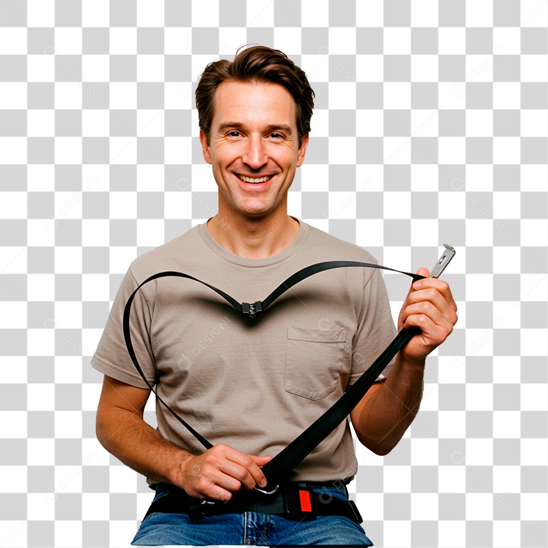 Homem com Cinto de Segurança PNG Transparente
