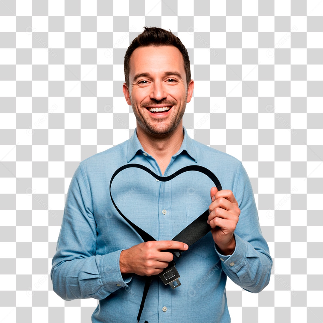 Homem com Cinto de Segurança PNG Transparente