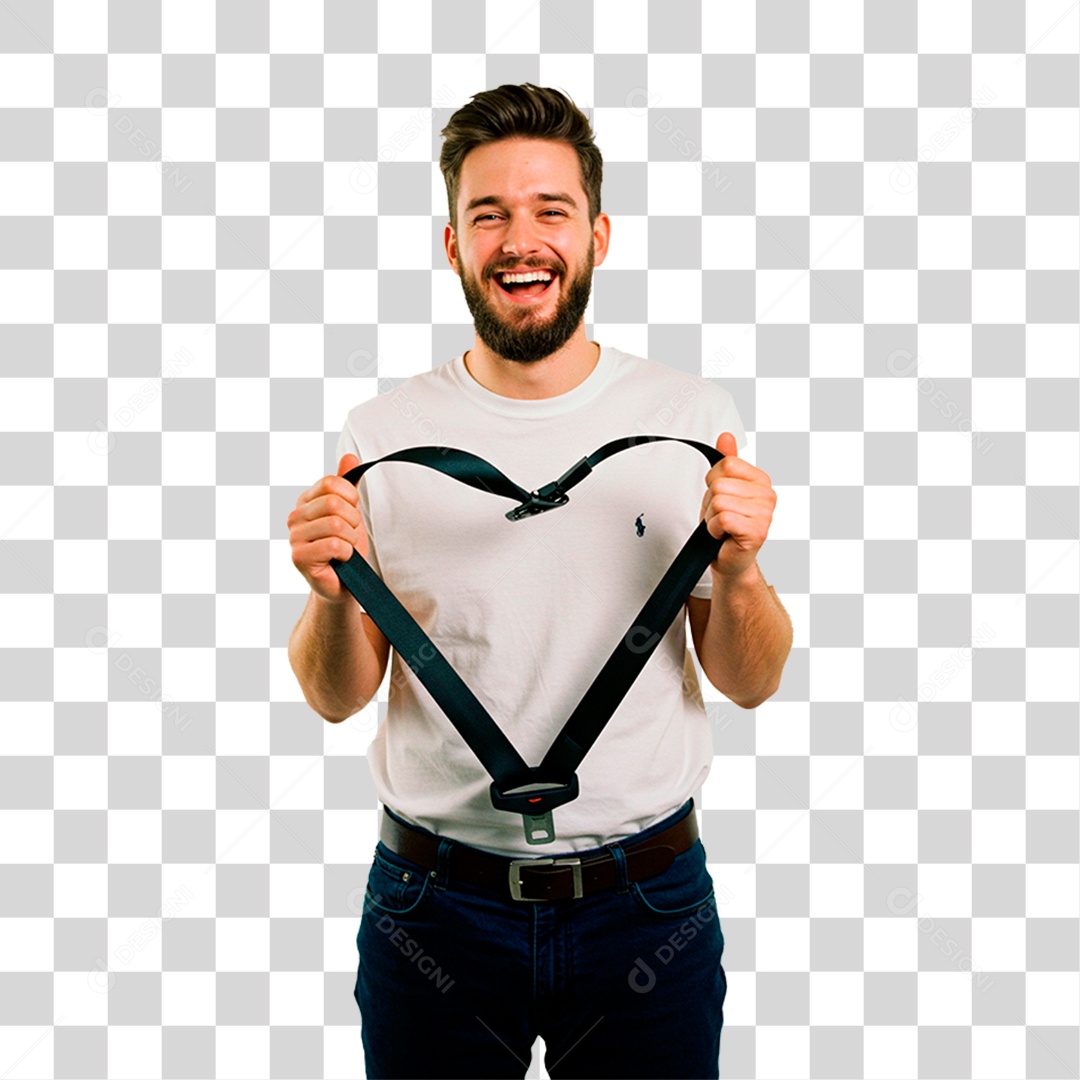 Homem com Cinto de Segurança PNG Transparente