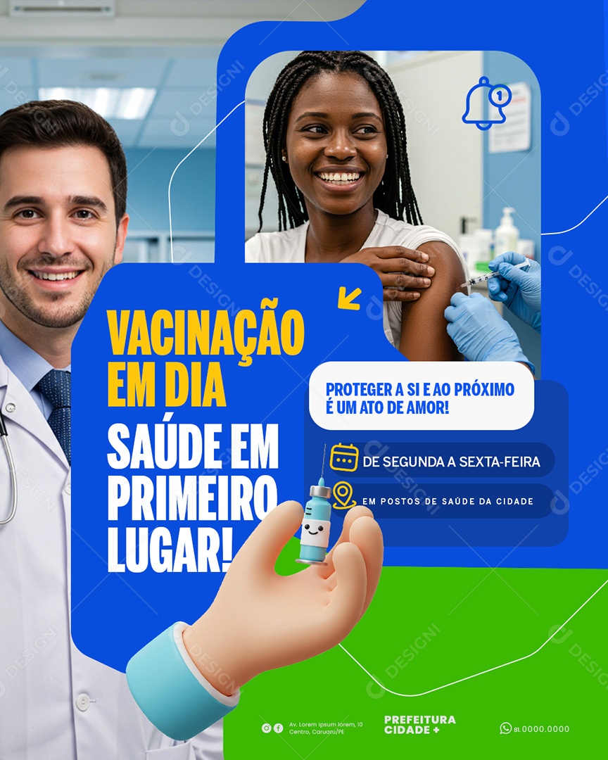 Prefeitura Vacinação em Dia Social Media PSD Editável