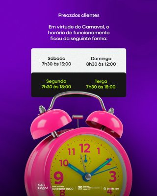 Horário de Funcionamento Social Media PSD Editável