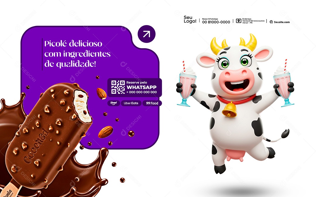 Picolé Delicioso Social Media PSD Editável