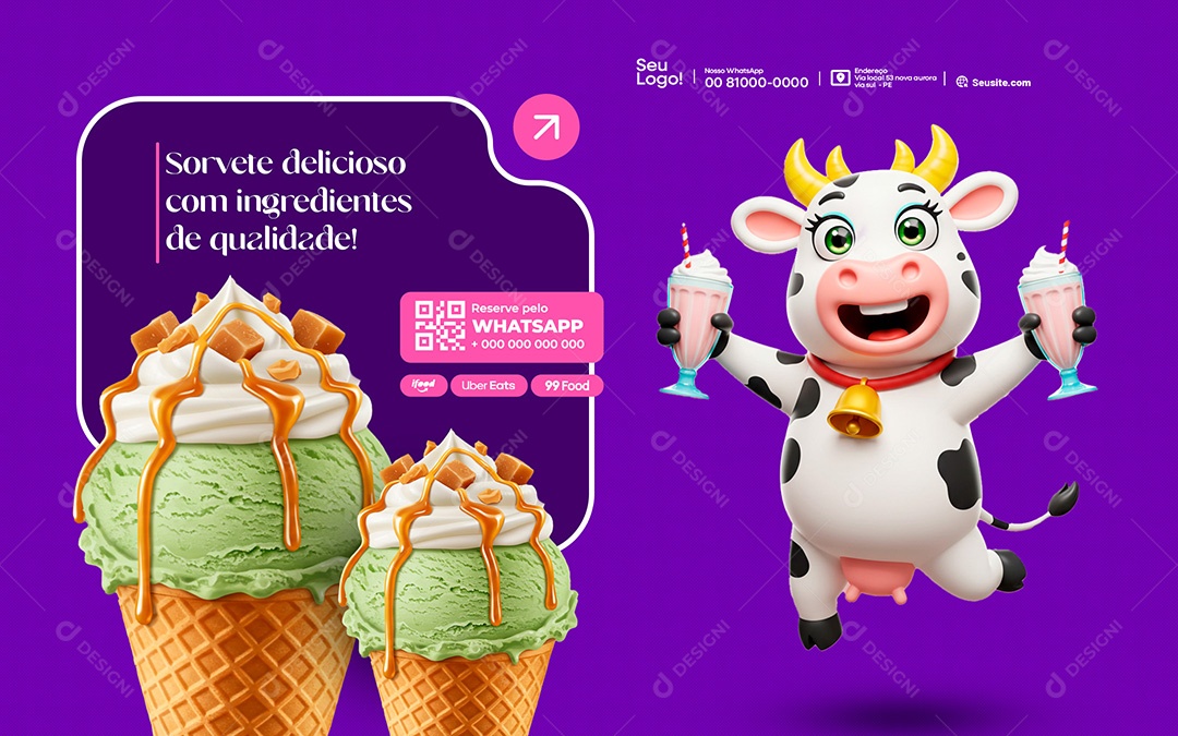 Sorvete Delicioso Social Media PSD Editável