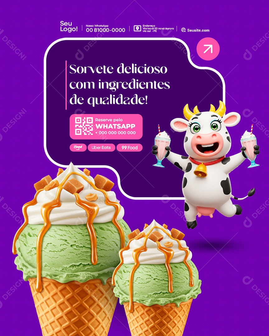 Sorvete Delicioso Social Media PSD Editável