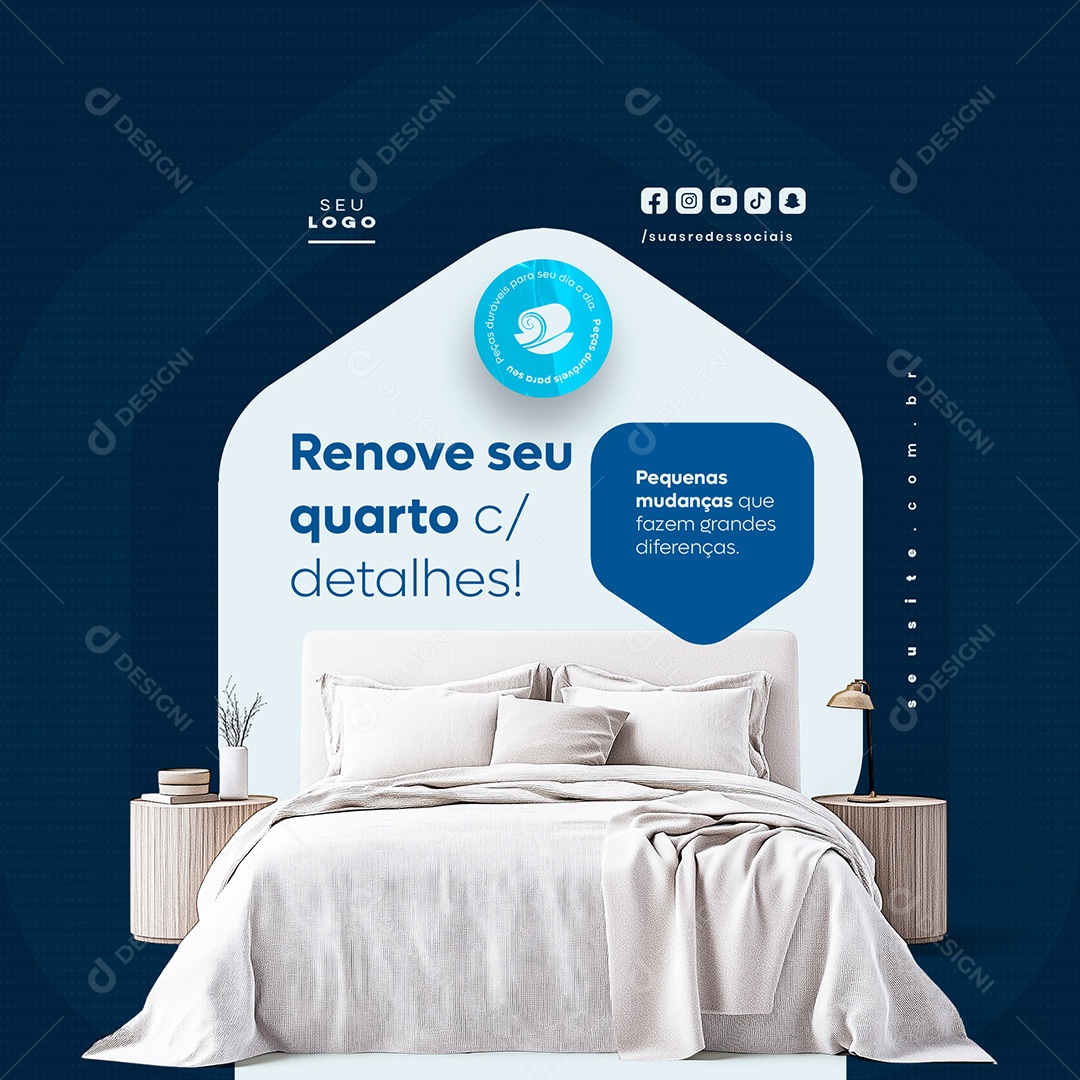 Feed Loja de Cama Mesa e Banho Renove seu Quarto Social Media PSD Editável