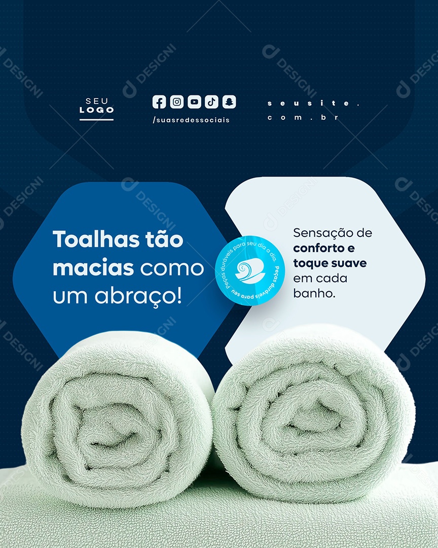 Loja de Cama Mesa e Banho Toalhas Macias Como um Abraço Social Media PSD Editável