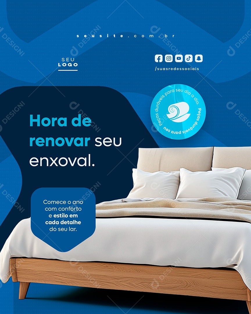 Loja de Cama Mesa e Banho Hora de Renovar Social Media PSD Editável