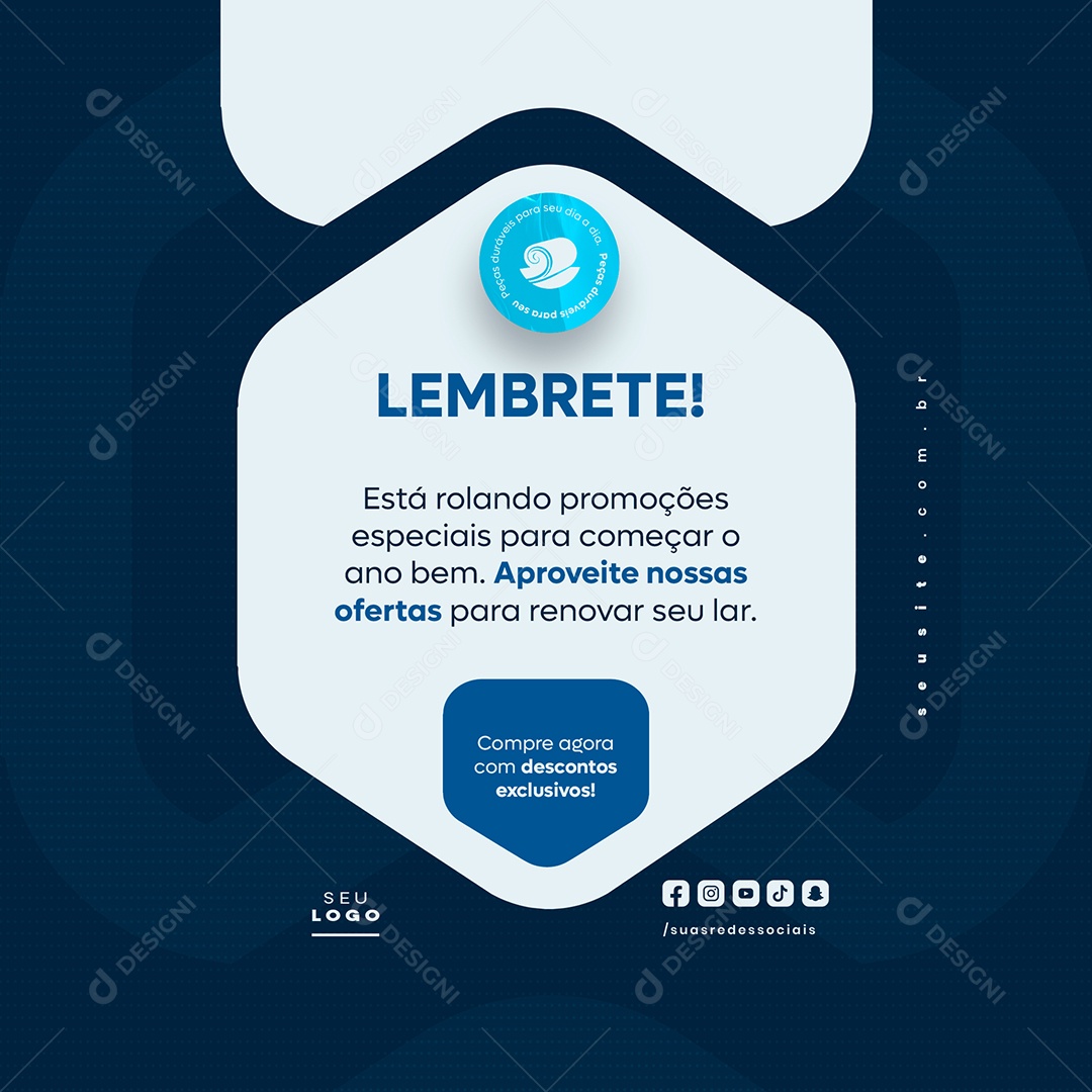 Feed Loja de Cama Mesa e Banho Lembrete Social Media PSD Editável