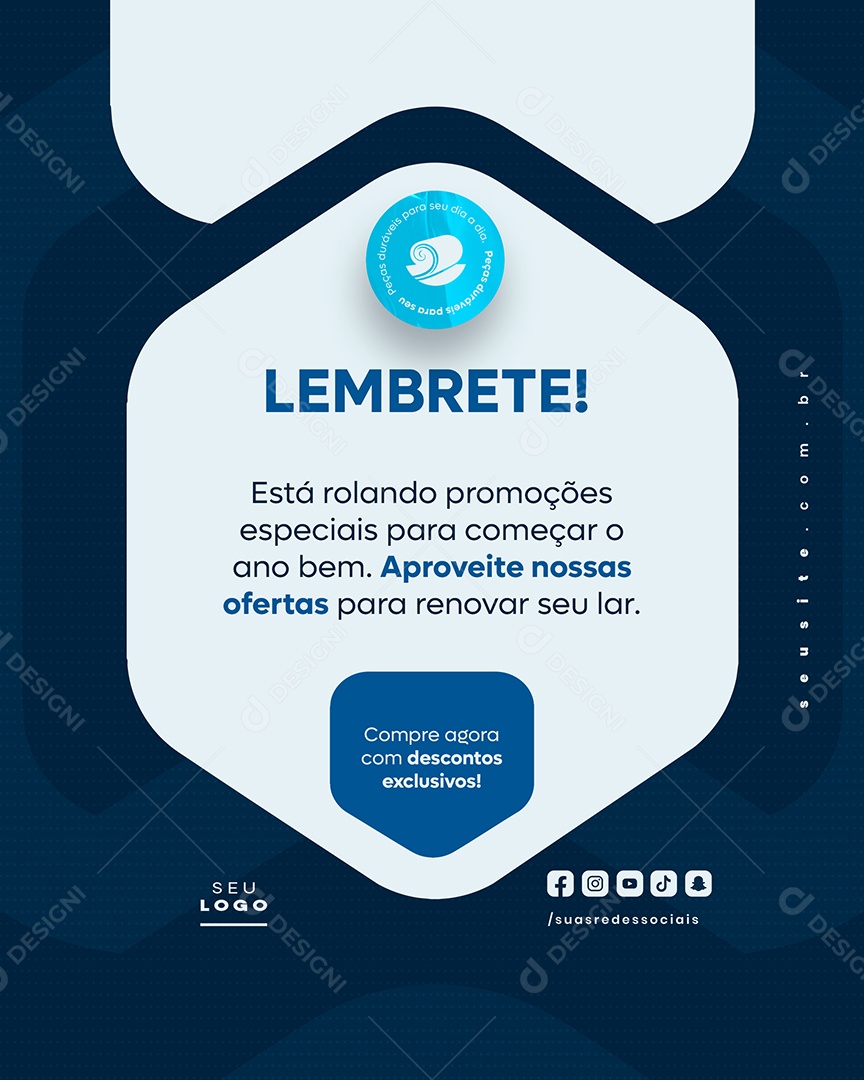 Loja de Cama Mesa e Banho Lembrete Social Media PSD Editável